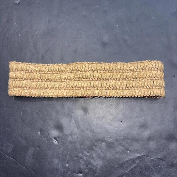 Vintage Fossil Wide Stretch Cinch Waist Belt Leather Woven Gold Buckle Boho - Picture 3 of 12